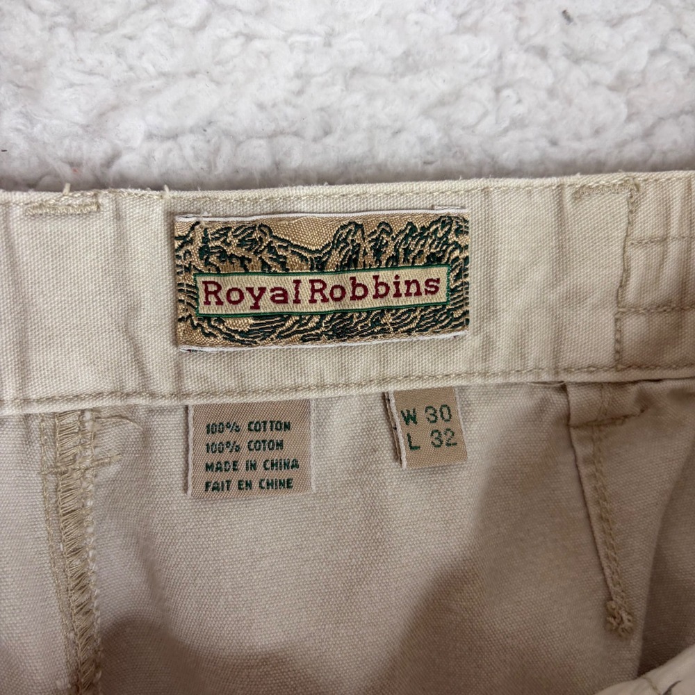 Royal Robbins Vintage Khaki Cotton Canvas Pleated Paratrooper Pants 30x27 Tan - Picture 2 of 8
